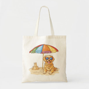 Golden Retriever Beach Dog Tote Bag
