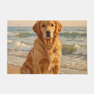 Golden Retriever Beach Ocean Portrait Doormat