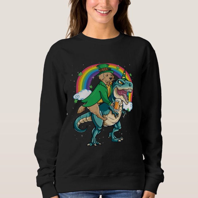 Golden Retriever Beer Dino Rex Horn Sweatshirt (Front)