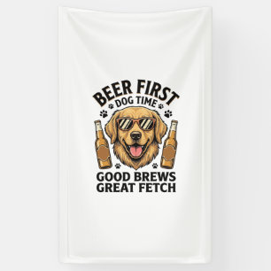 Golden Retriever Beer Shirt Funny Dog Lover Vintag Banner