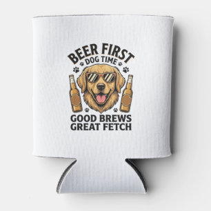 Golden Retriever Beer Shirt Funny Dog Lover Vintag Can Cooler