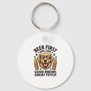 Golden Retriever Beer Shirt Funny Dog Lover Vintag Key Ring