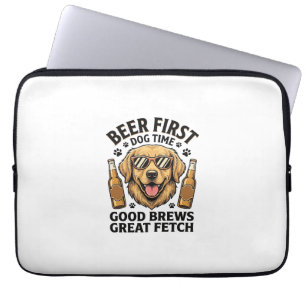 Golden Retriever Beer Shirt Funny Dog Lover Vintag Laptop Sleeve