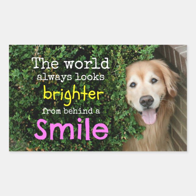 Golden Retriever Behind A Smile Rectangular Sticker (Front)