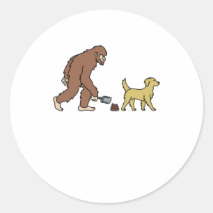 Golden Retriever Bigfoot Sasquatch Poop Classic Round Sticker