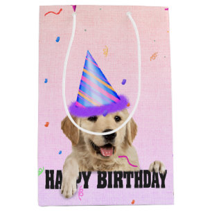 Golden Retriever Birthday Confetti     Medium Gift Bag