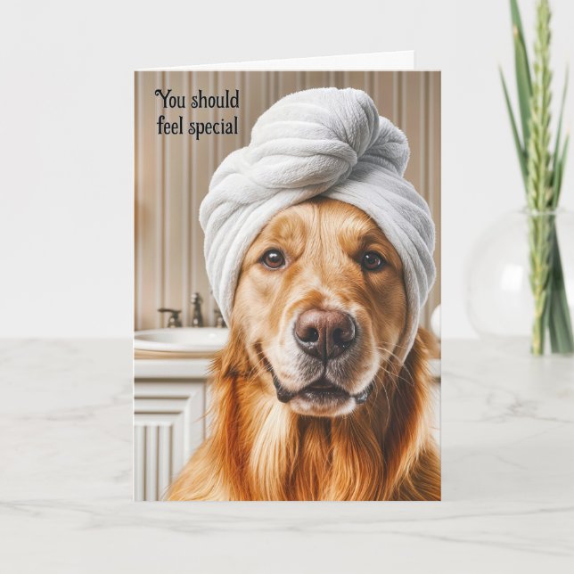 Golden Retriever Birthday Humour Card (Front)