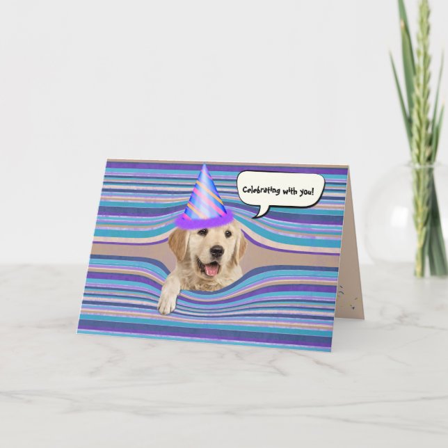 golden retriever birthday humour card (Front)