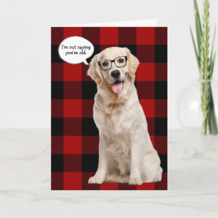 Golden Retriever birthday on plaid Card
