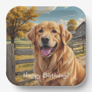 Golden Retriever Birthday Paper Plate