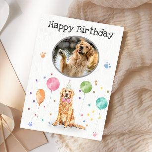 Golden Retriever Birthday Party  Dog Animal Card