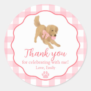Golden Retriever Birthday Party Favor Goodie Bag Classic Round Sticker