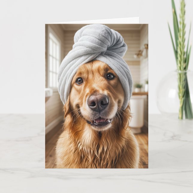 Golden Retriever Birthday Self-care Card (Front)