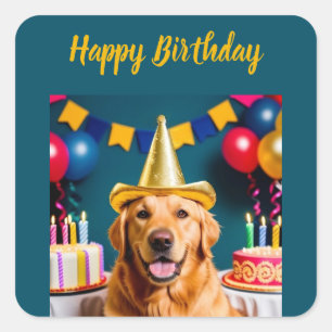 Golden Retriever Birthday Square Sticker