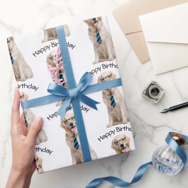 Golden Retriever Birthday   Wrapping Paper (Gifting)