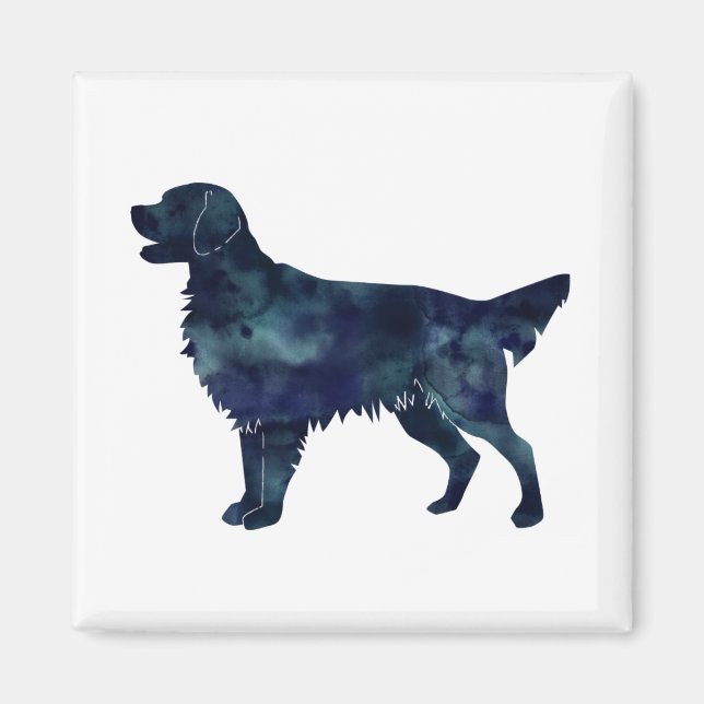 Golden Retriever Black Watercolor Silhouette Magnet (Front)