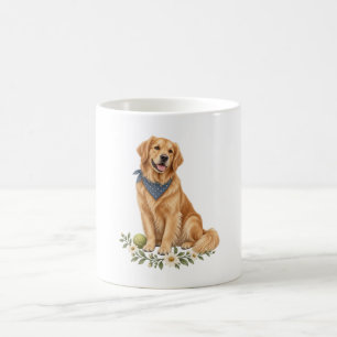 Golden Retriever Blue Bandanna and Tennis Ball Mug