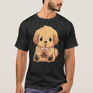Golden Retriever Boba Tea Bubble Tea Anime Kawaii  T-Shirt