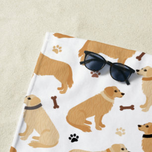Golden Retriever Bones and Paws Beach Towel