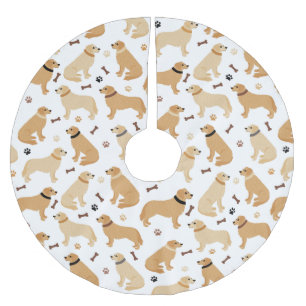 Golden Retriever Bones and Paws Brushed Polyester Brushed Polyester Tree Skirt