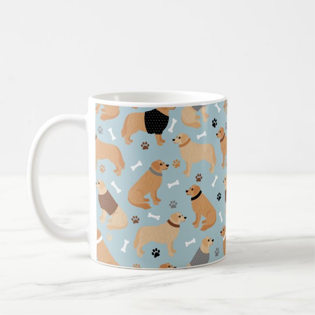 Golden Retriever Bones and Paws Coffee Mug (Left)