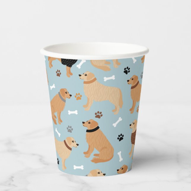 Golden Retriever Bones and Paws Paper Cups (Front)