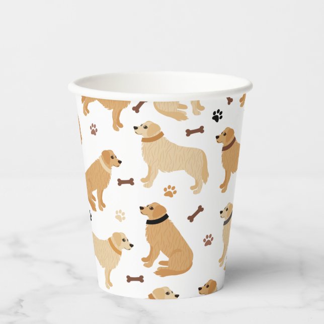 Golden Retriever Bones and Paws Paper Cups (Front)