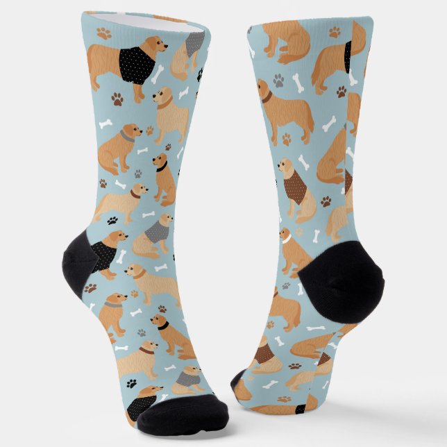 Golden Retriever Bones and Paws Socks (Angled)