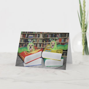 Golden Retriever Bookworm Birthday Card