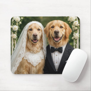 Golden Retriever Bride and Groom Mouse Pad