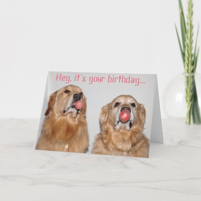 Golden Retriever Bubblegum Birthday Card (Front)