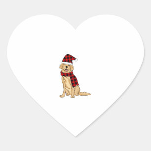 Golden Retriever Buffalo Plaid Retriever Dog Lover Heart Sticker
