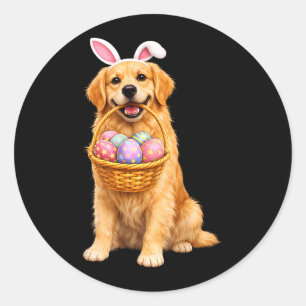 Golden Retriever Bunny Ears Eggs Cute Easter Dogs Classic Round Sticker