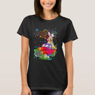 Golden Retriever Bunny Truck Hunting Eggs Tree Eas T-Shirt