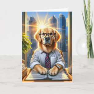 Golden Retriever Businessman For Boss's Day Card