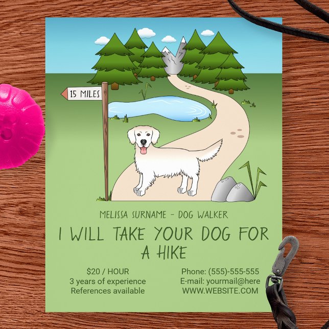 Golden Retriever By A Hiking Trail - Dog Walker Flyer (Creator Uploaded)