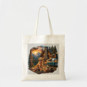 Golden Retriever Cabin Adventure Tote Bag