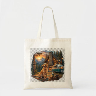 Golden Retriever Cabin Adventure Tote Bag
