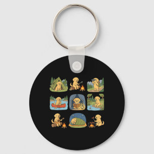 Golden Retriever Camping Cute Dog Hiking Camper Key Ring