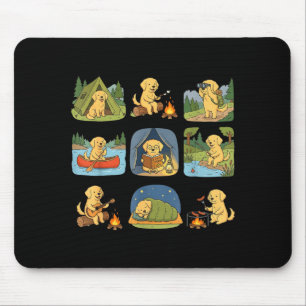 Golden retriever camping cute dog hiking camper mouse pad