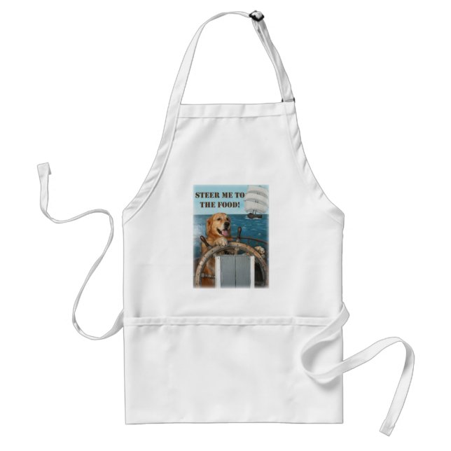 Golden Retriever Captain Steering to the Food Standard Apron (Front)