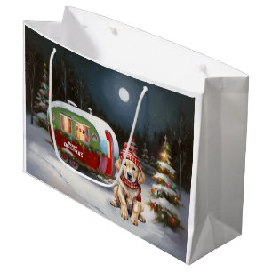 Golden Retriever Caravan Christmas Adventure Large Gift Bag