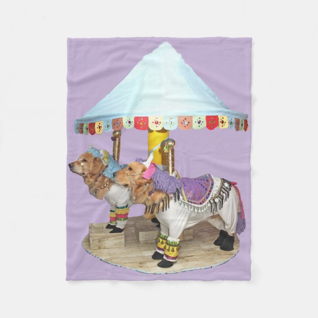 Golden Retriever Carousel Fleece Blanket (Front)