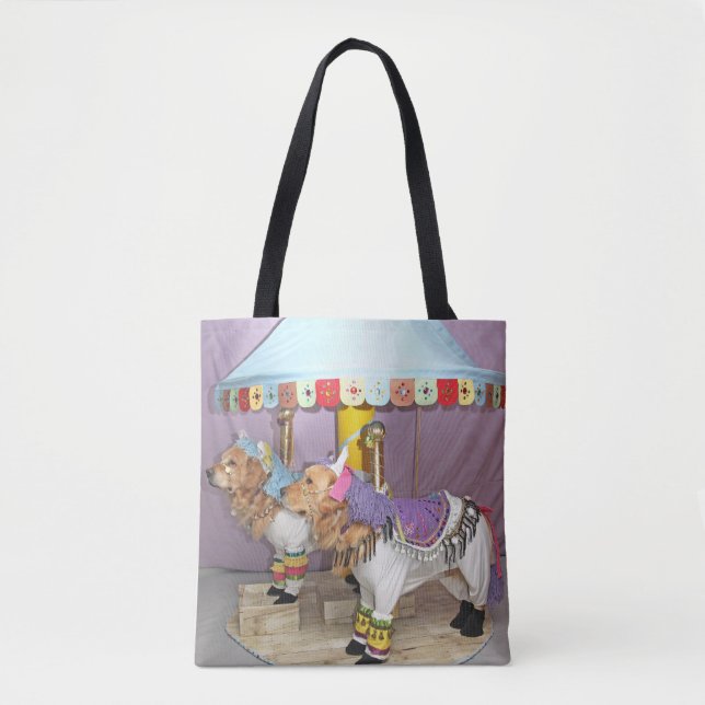 Golden Retriever Carousel Horses Tote Bag (Front)