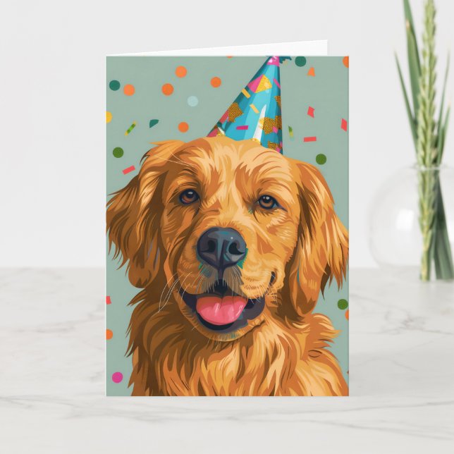 Golden Retriever Celebration Greeting Card (Front)