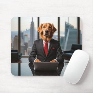 Golden Retriever CEO In a Modern Office Mouse Pad