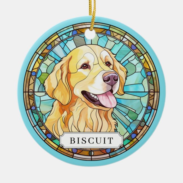 Golden Retriever Ceramic Circle Ornament (Front)