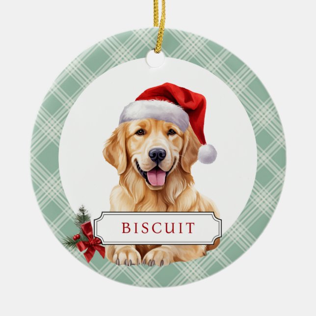 Golden Retriever Ceramic Circle Ornament (Front)