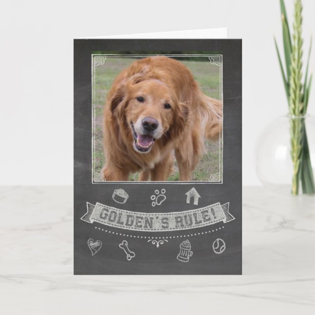 Golden Retriever Chalkboard Birthday Card (Front)