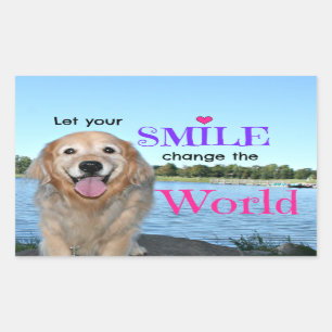 Golden Retriever Change the World Rectangular Sticker